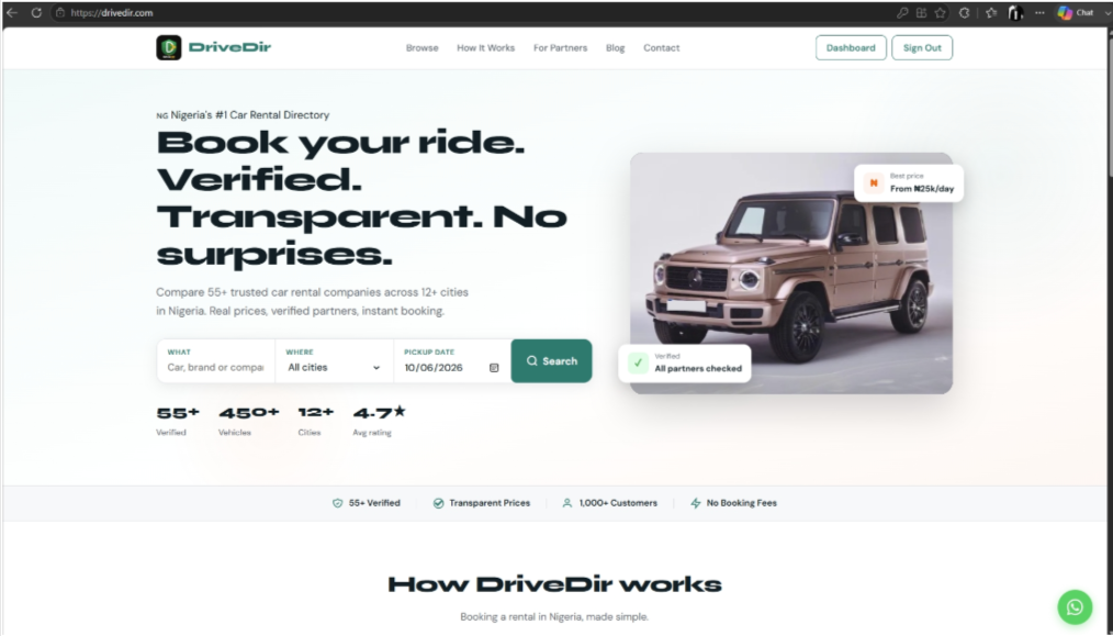 DriveDir — marketplace homepage