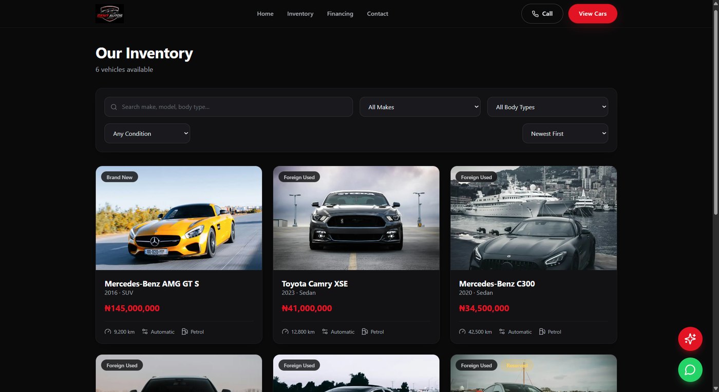 Gent Autos — filterable vehicle inventory